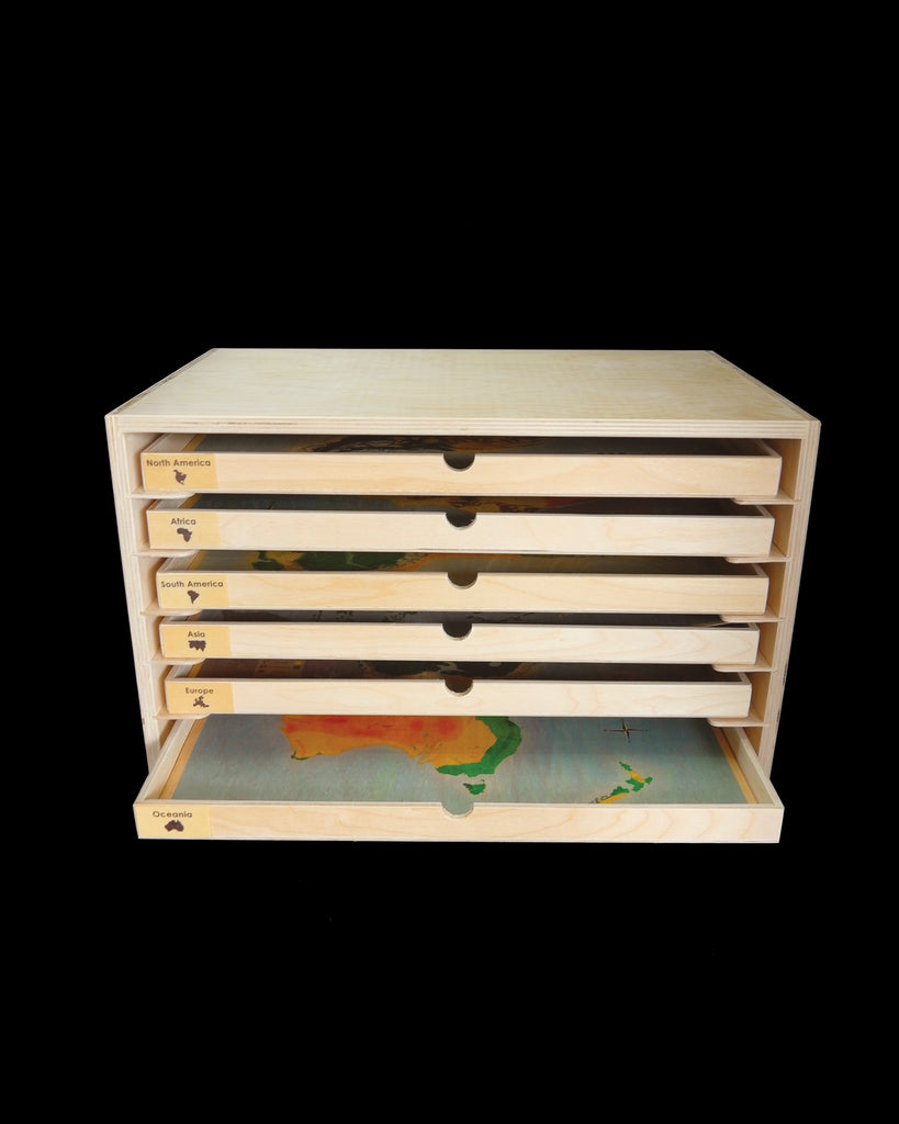 Complete Set of Continent Stencils with Cabinet