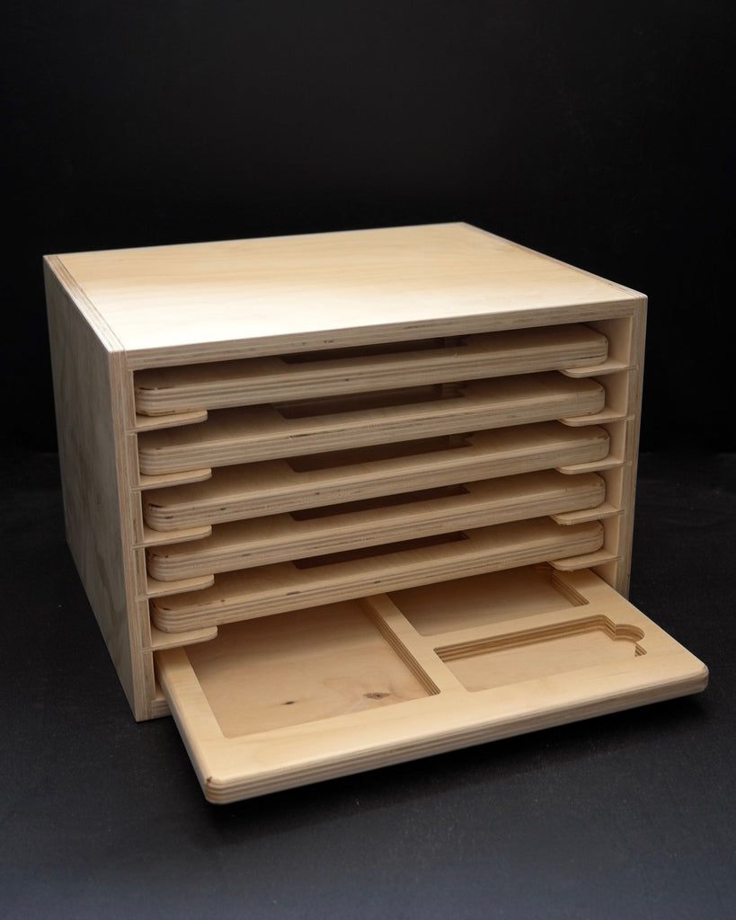 three part card tray-cabinet